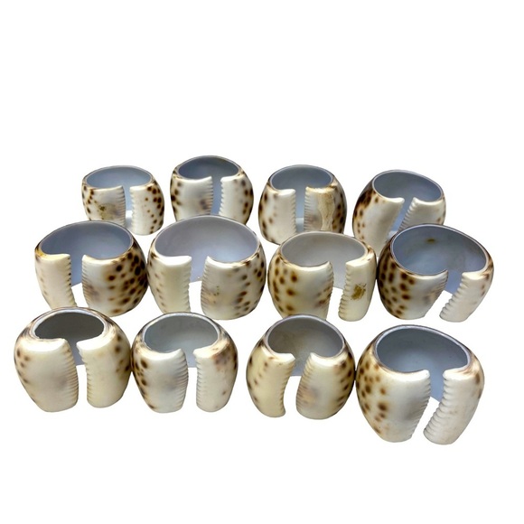 Tiger Cowrie Shell | Brown, White | Napkin Rings | Set Of 4 | Size 2” - Picture 8 of 10